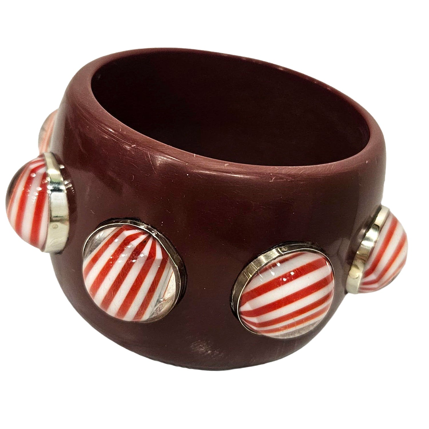 Deep Maroon &amp; Cherry Stripe Bangle