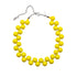 Yellow cluster beaded necklace on a white background.