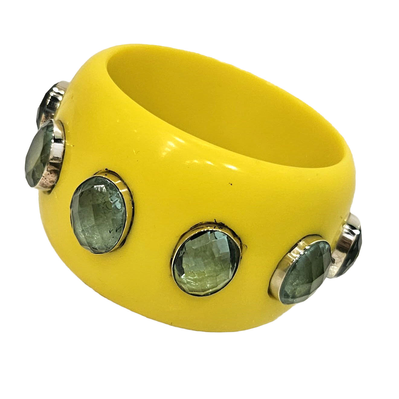 Light Yellow &amp; Faceted Quartz Resin Bangle Bracelet - Mondo