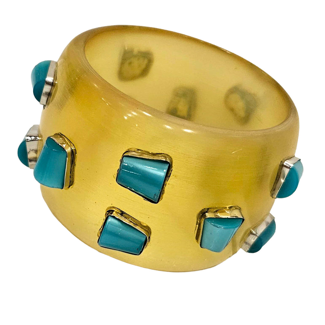 PRE-ORDER Lemon Translucent &amp; Teal Moonglow Bangle (Ships in 4-5 weeks)