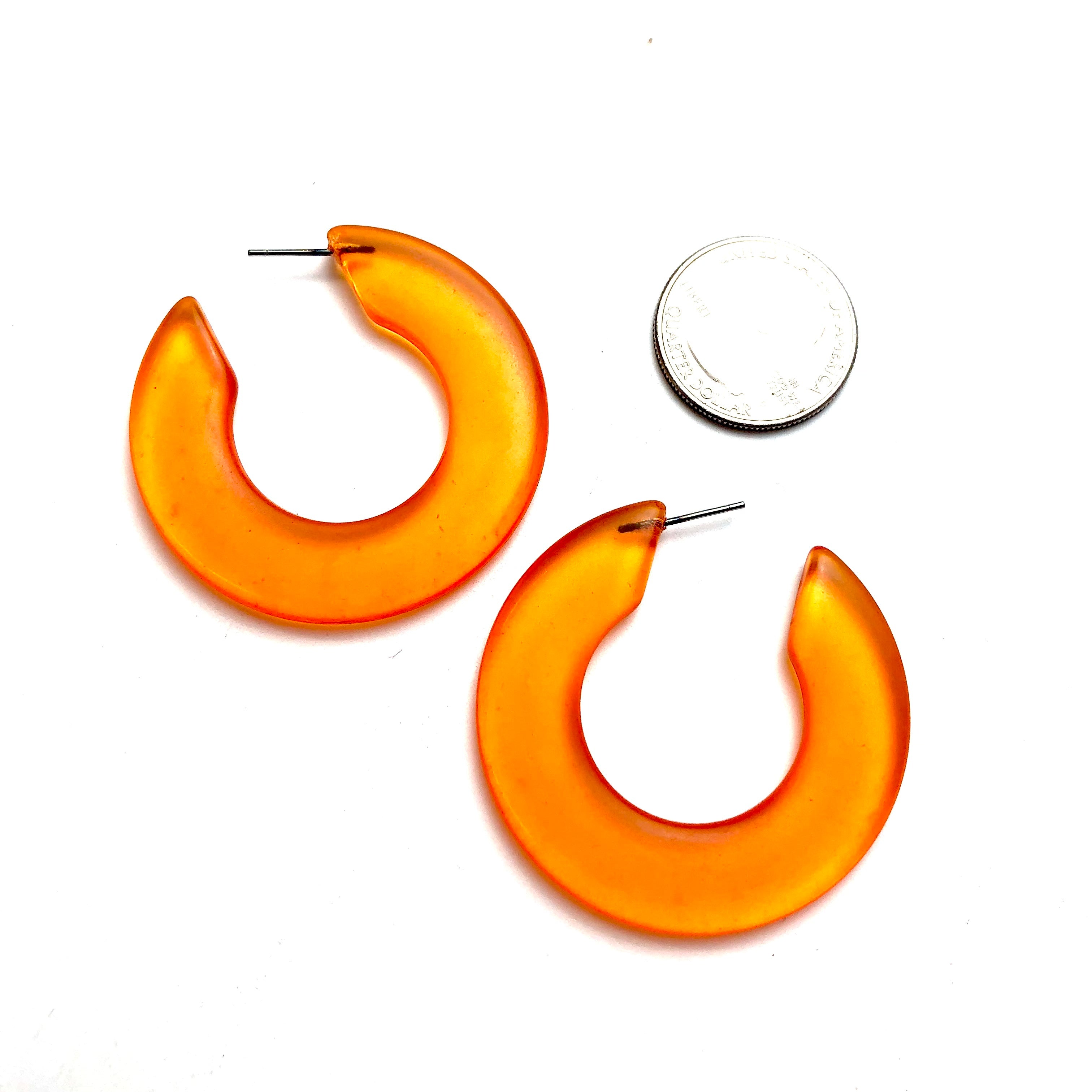 Orange Retro Mod Twiggy Hoop Earrings