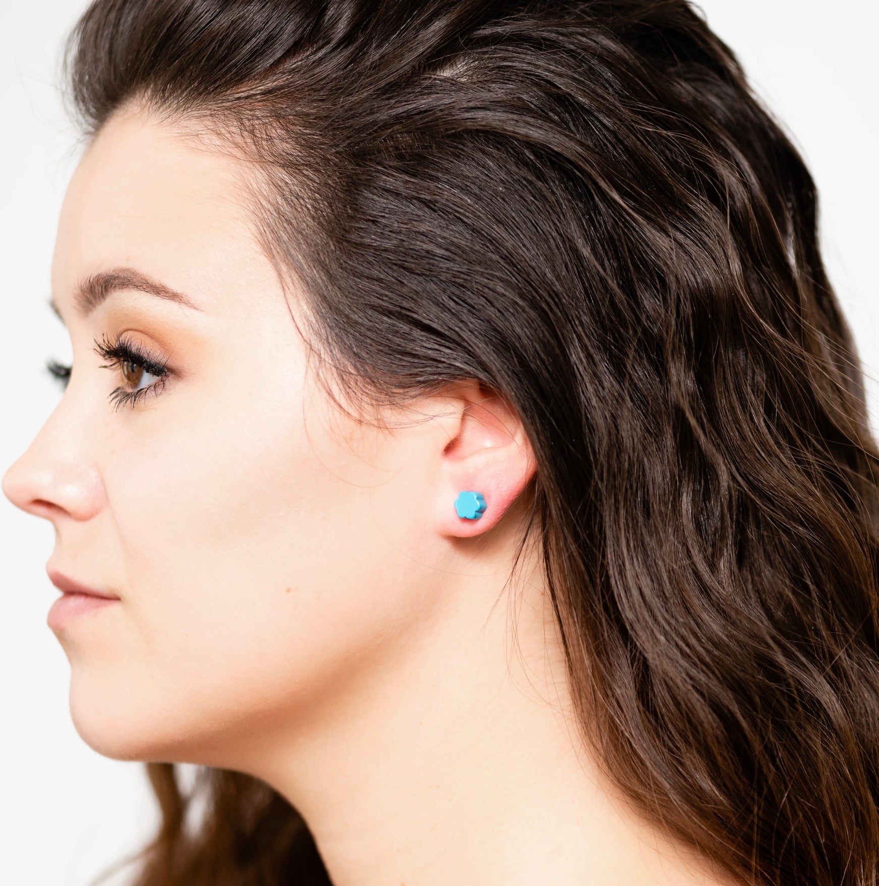 Turquoise Deco Daisy Stud Earrings