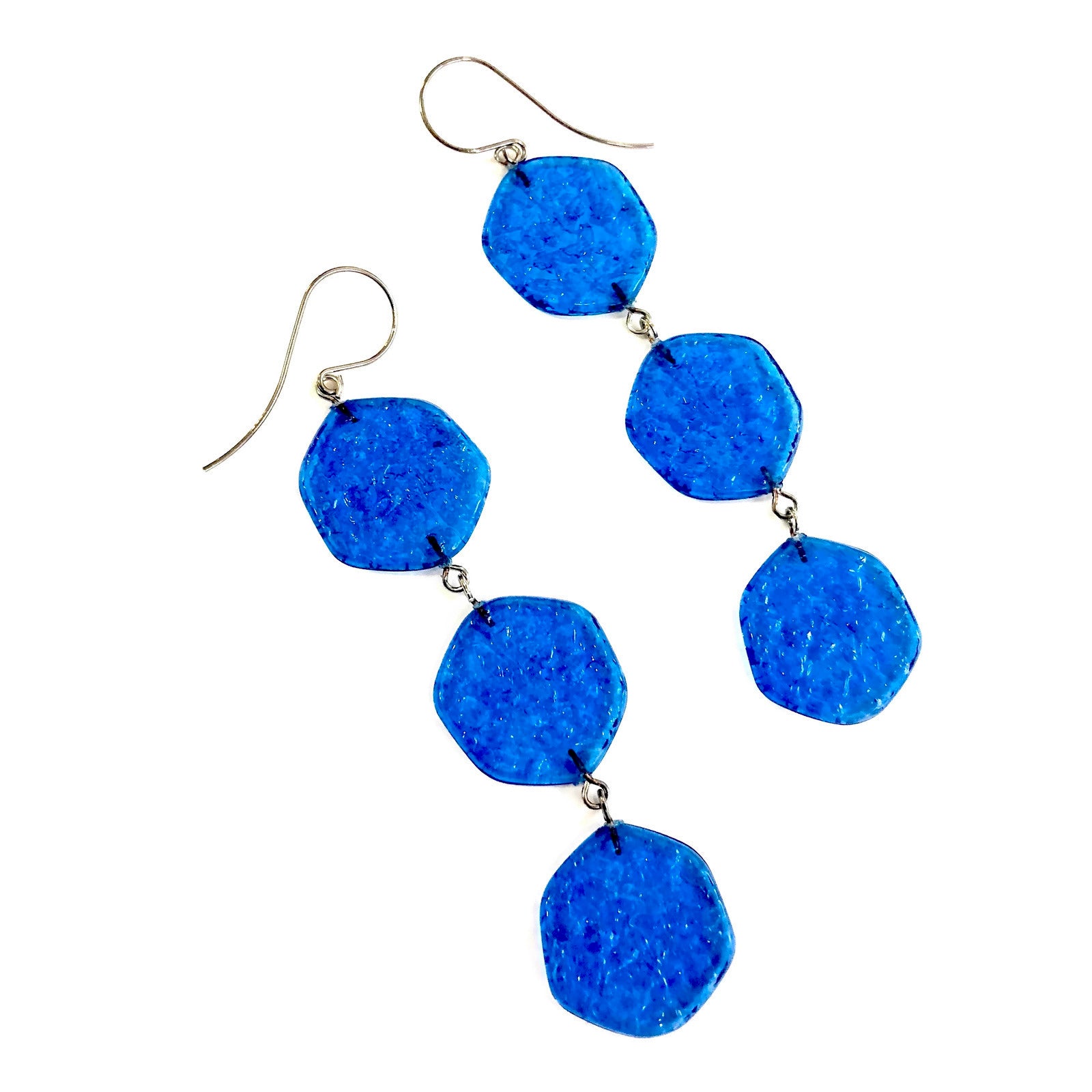 long blue earrings