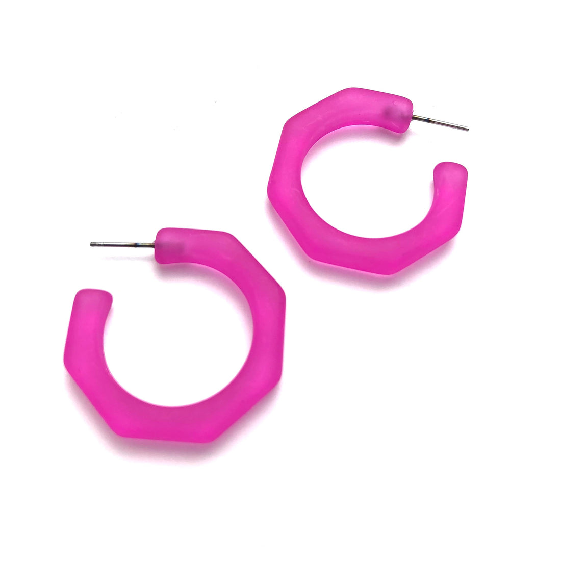 hot pink acrylic hoop earrings