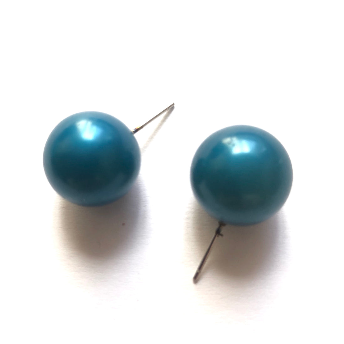 Aqua Metallic Jumbo Ball Stud Earrings