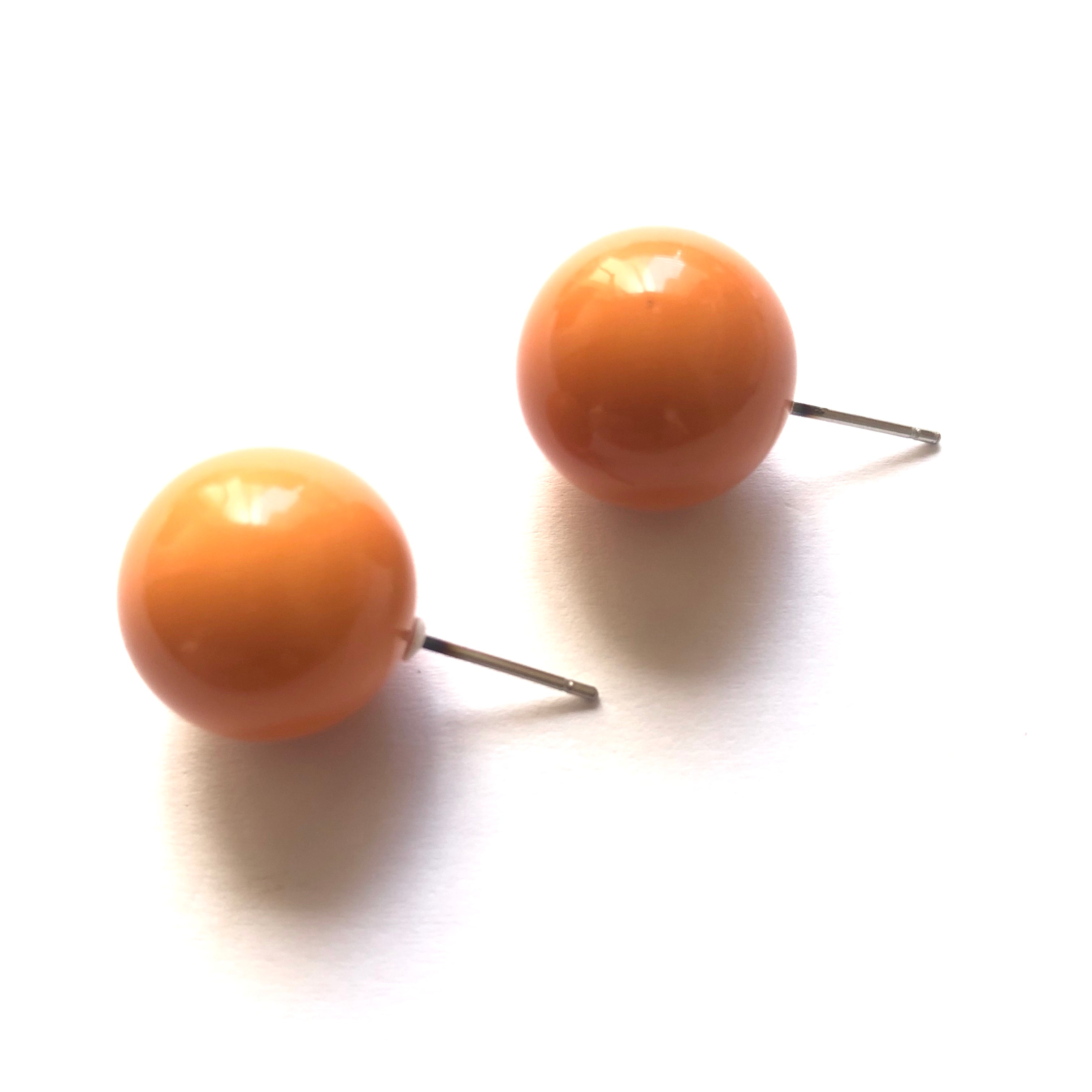 Marigold Orange Jumbo Ball Stud Earrings