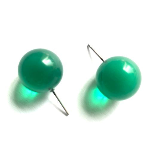 Emerald Transparent Jumbo Ball Stud Earrings