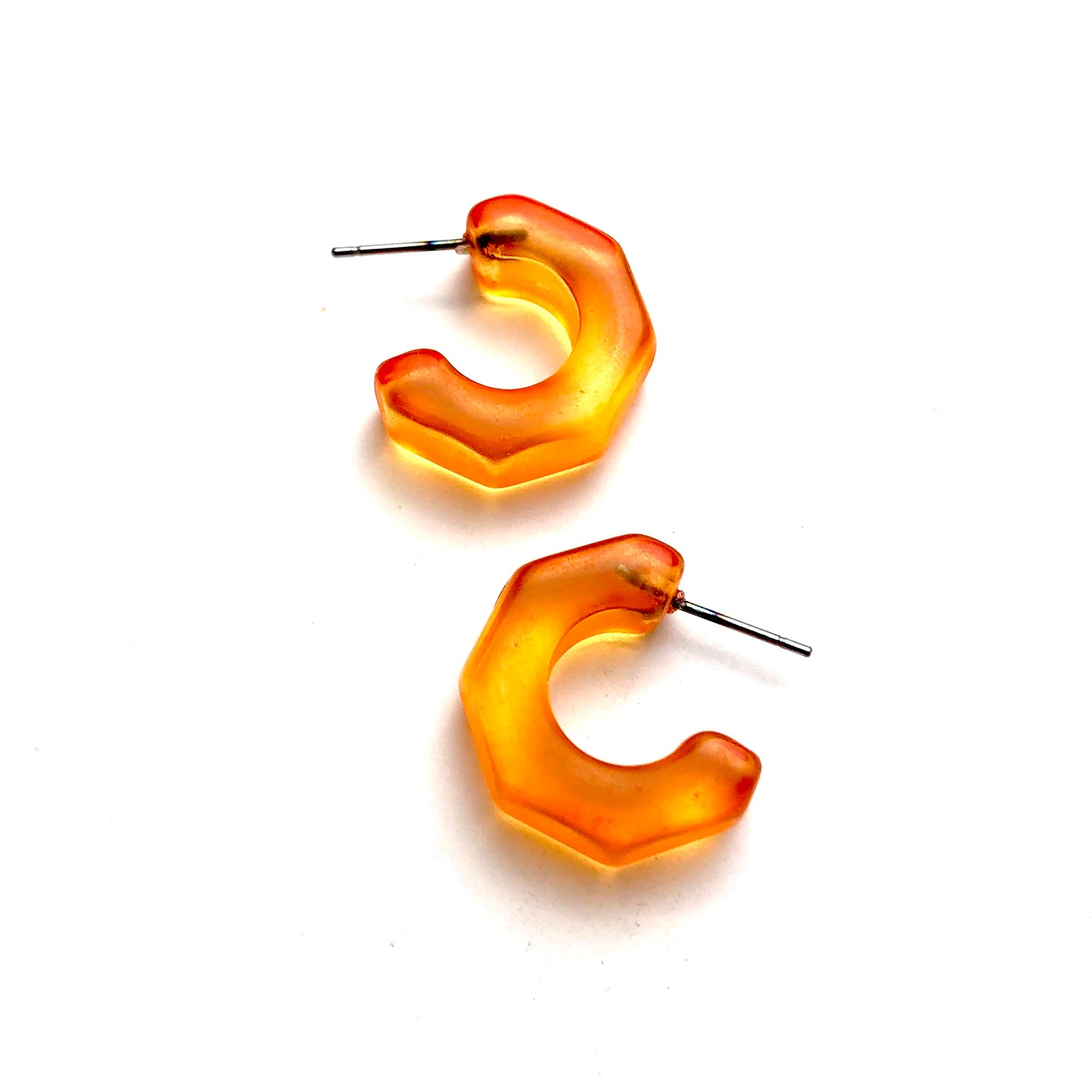 Orange Gracie Hugger Hoop Earrings