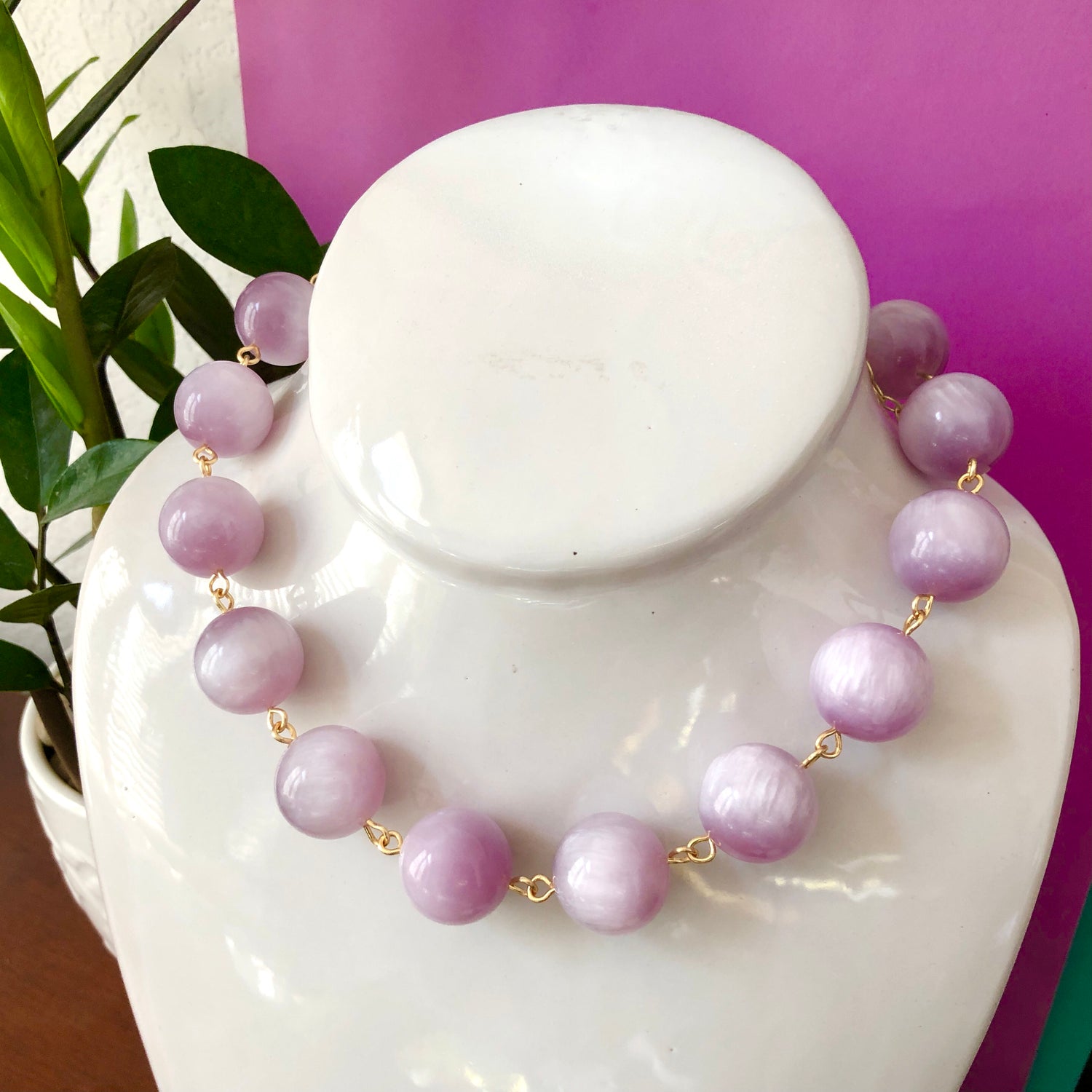 Lilac Purple Beaded Amelia Necklace *