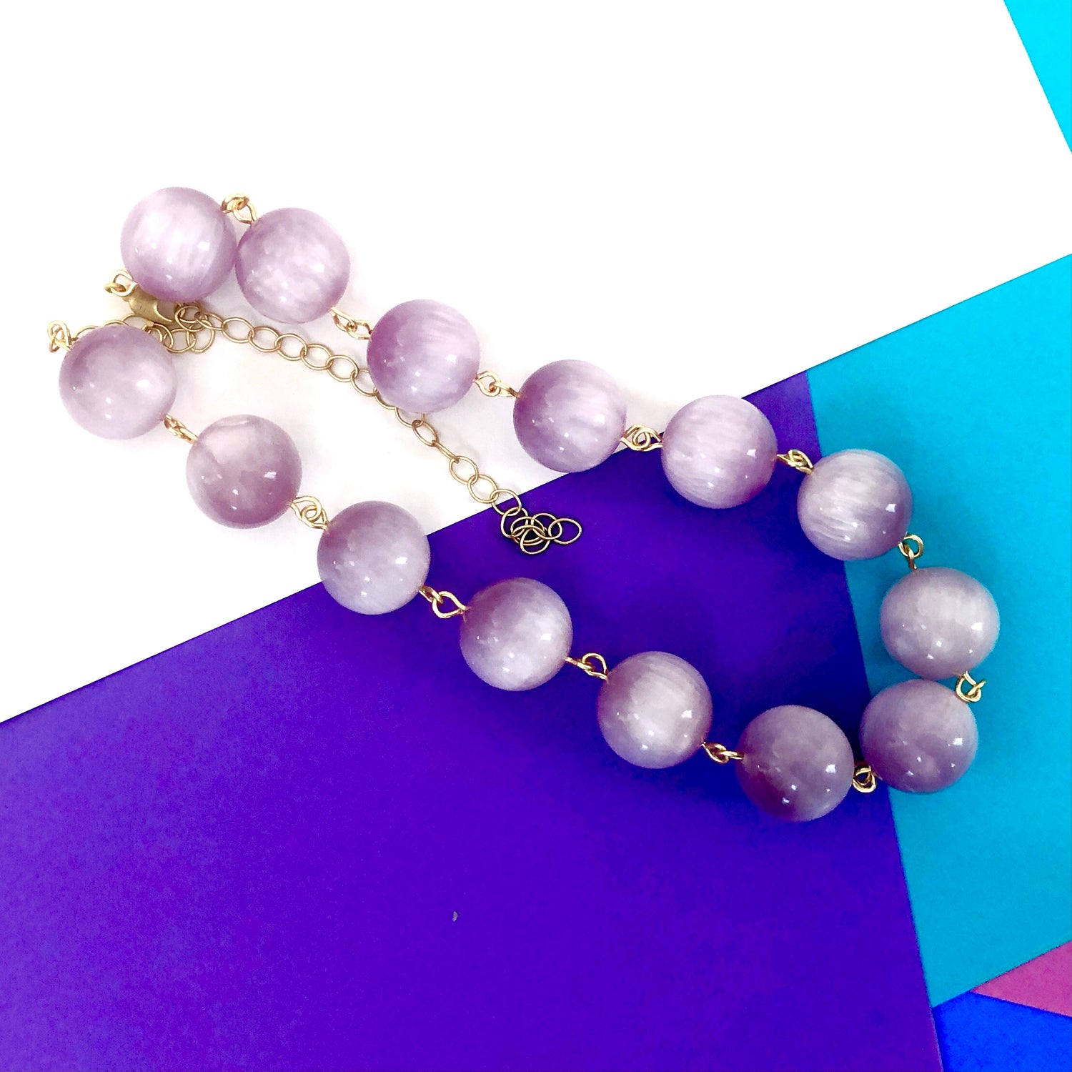 Lilac Purple Beaded Amelia Necklace *