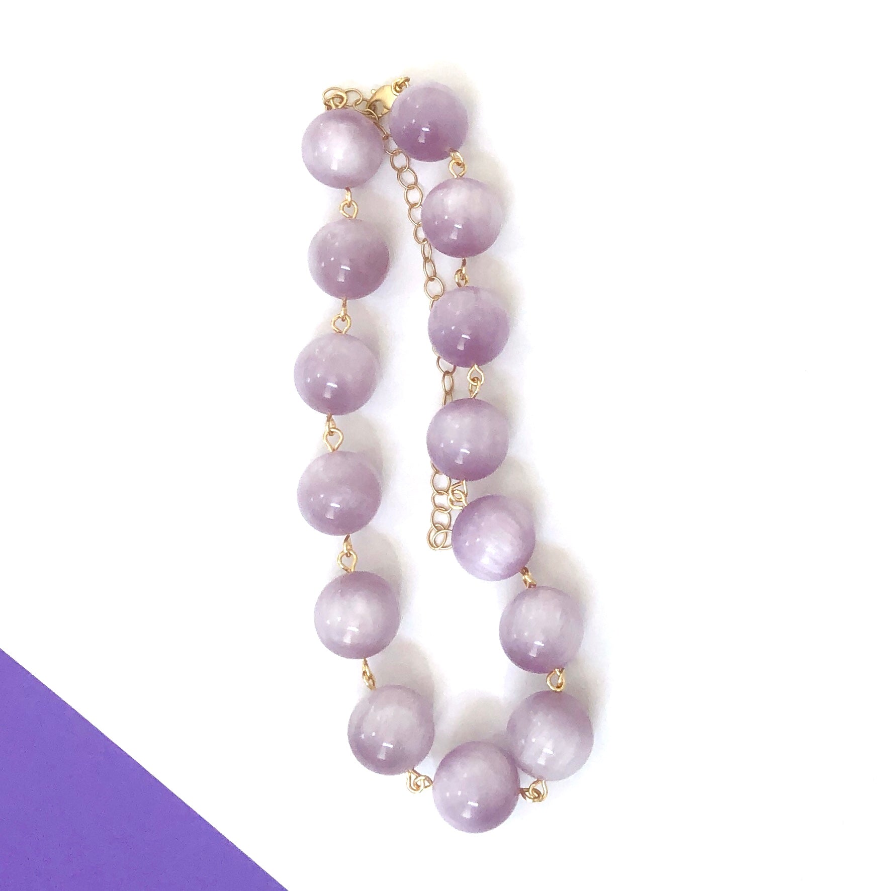 Lilac Purple Beaded Amelia Necklace *