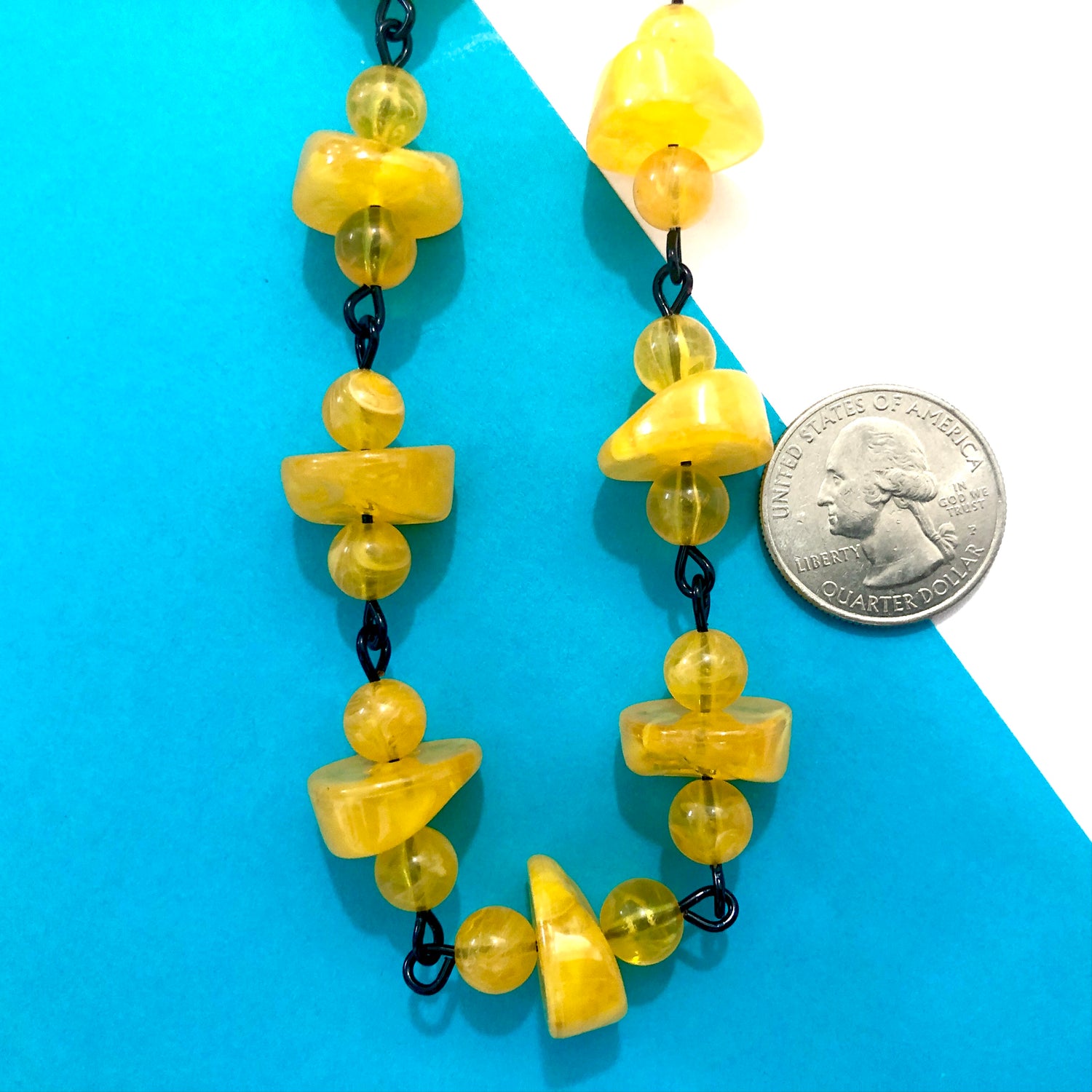 yellow marbled necklace