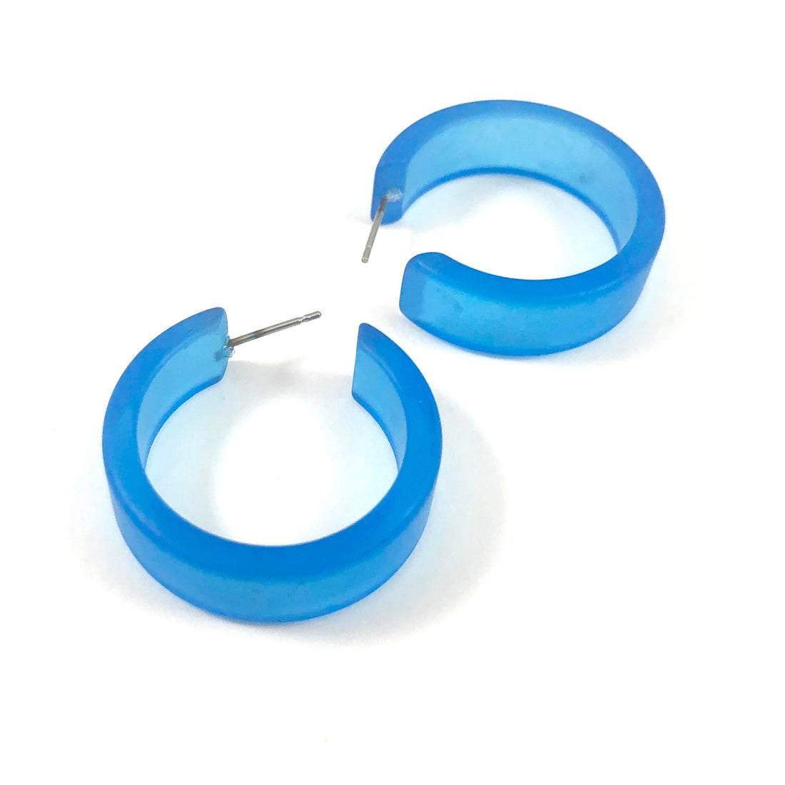 Aqua Blue Frosted Chandler Hoop Earrings