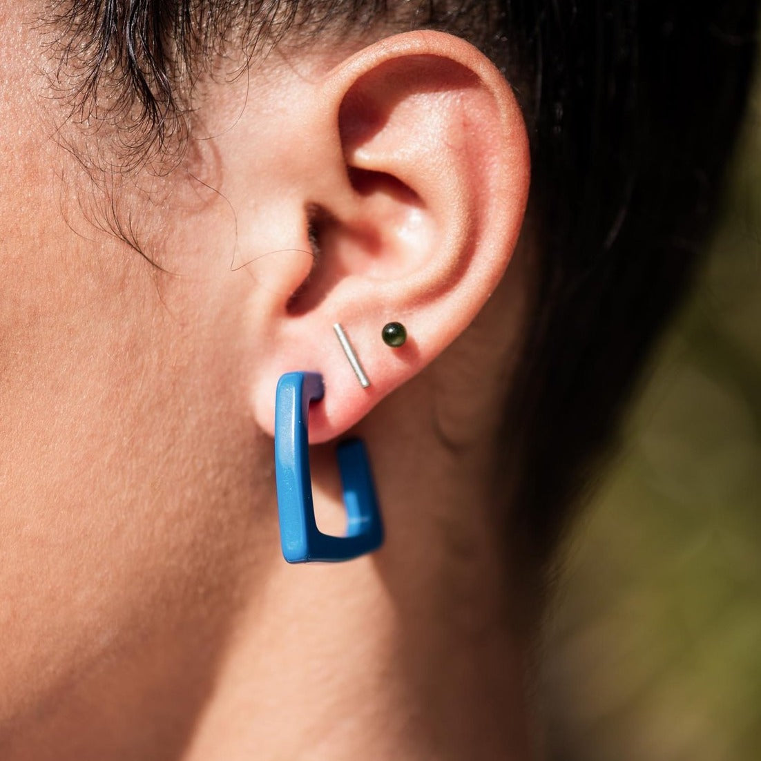 aqua blue quad hoop earrings