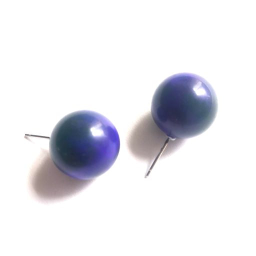 Cobalt Navy Moonglow Jumbo Ball Stud Earrings