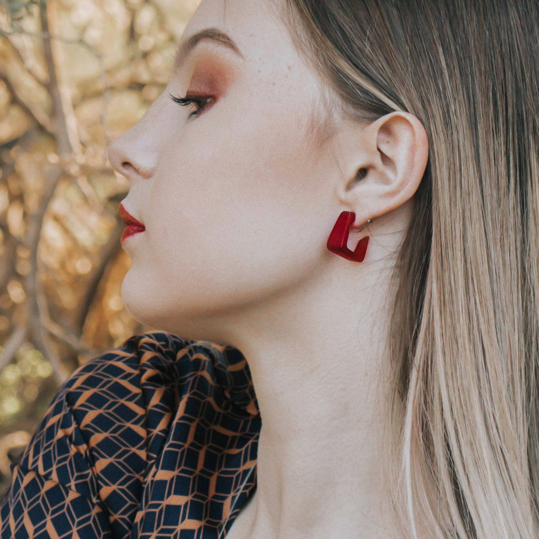 cherry red square hoops