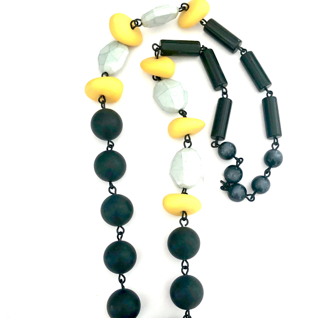 black yellow beads
