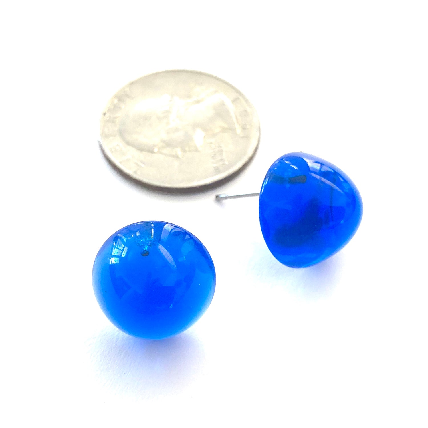 Aqua Blue Gumdrop Stud Earrings