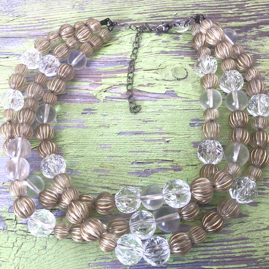 Gold Washed Clear Fluted Morgan Necklace *