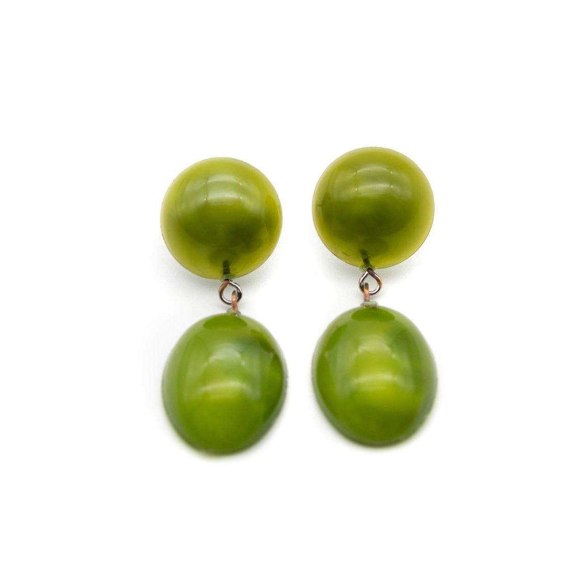 olive jellybean earrings