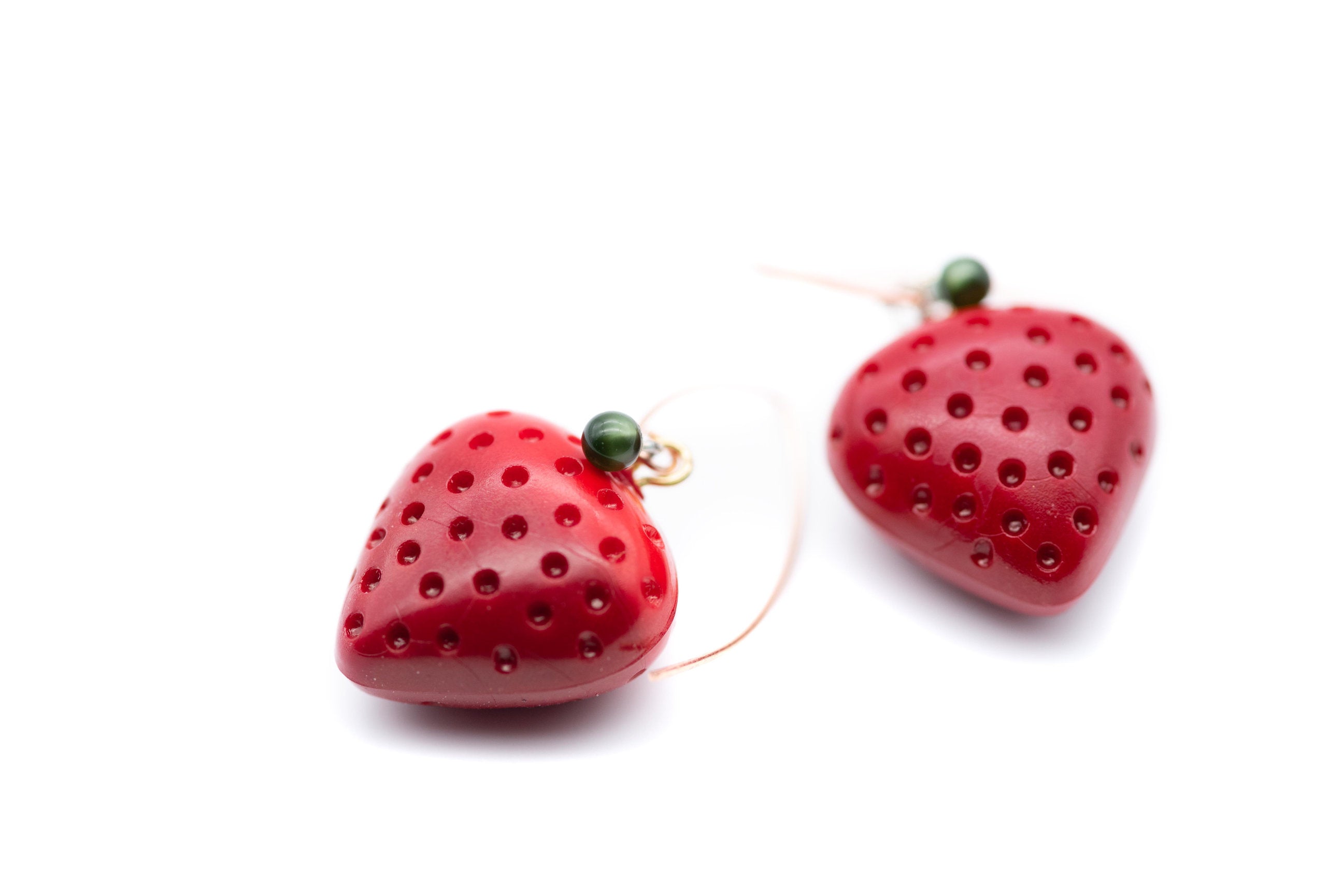 red strawberry earrings