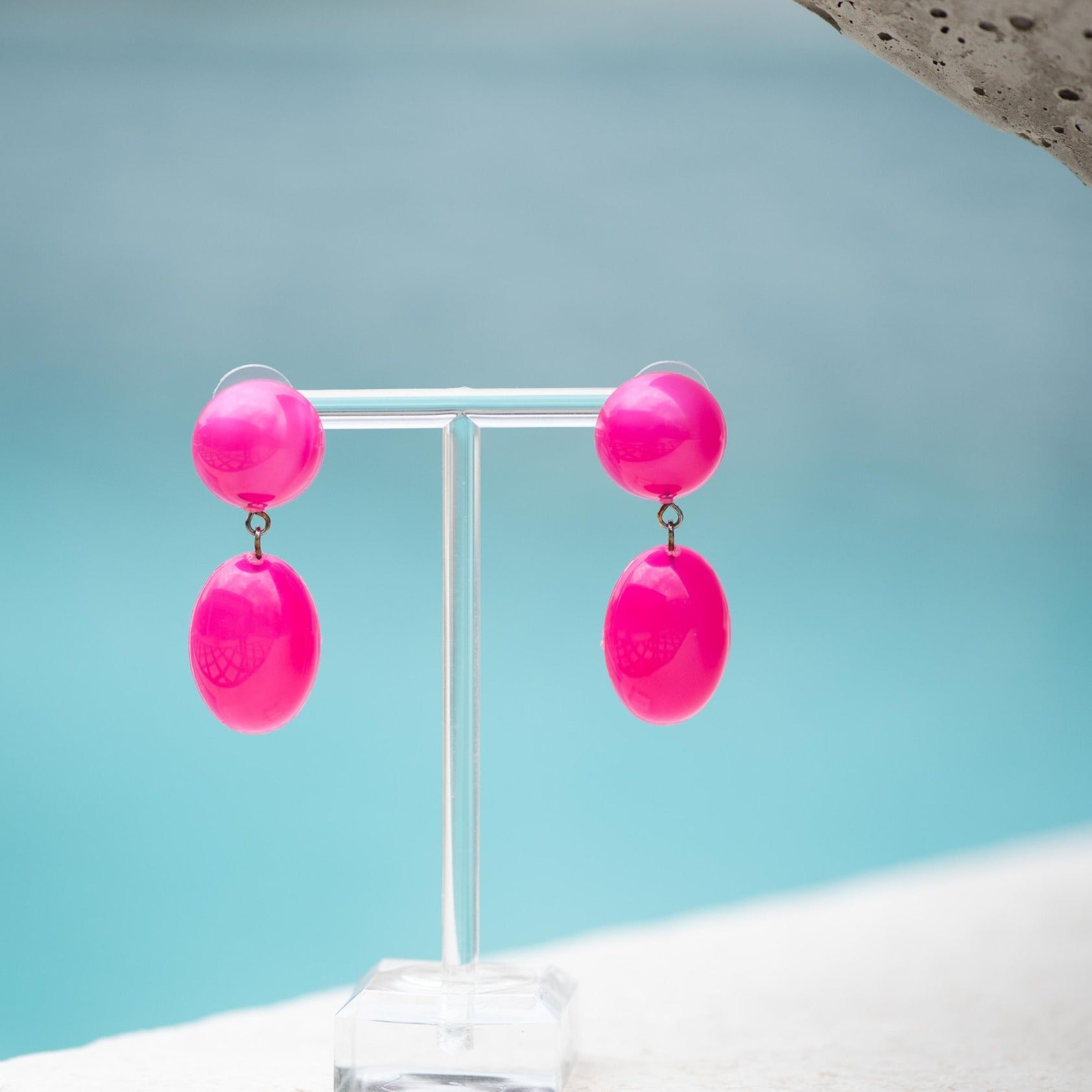 hot pink statement earrings