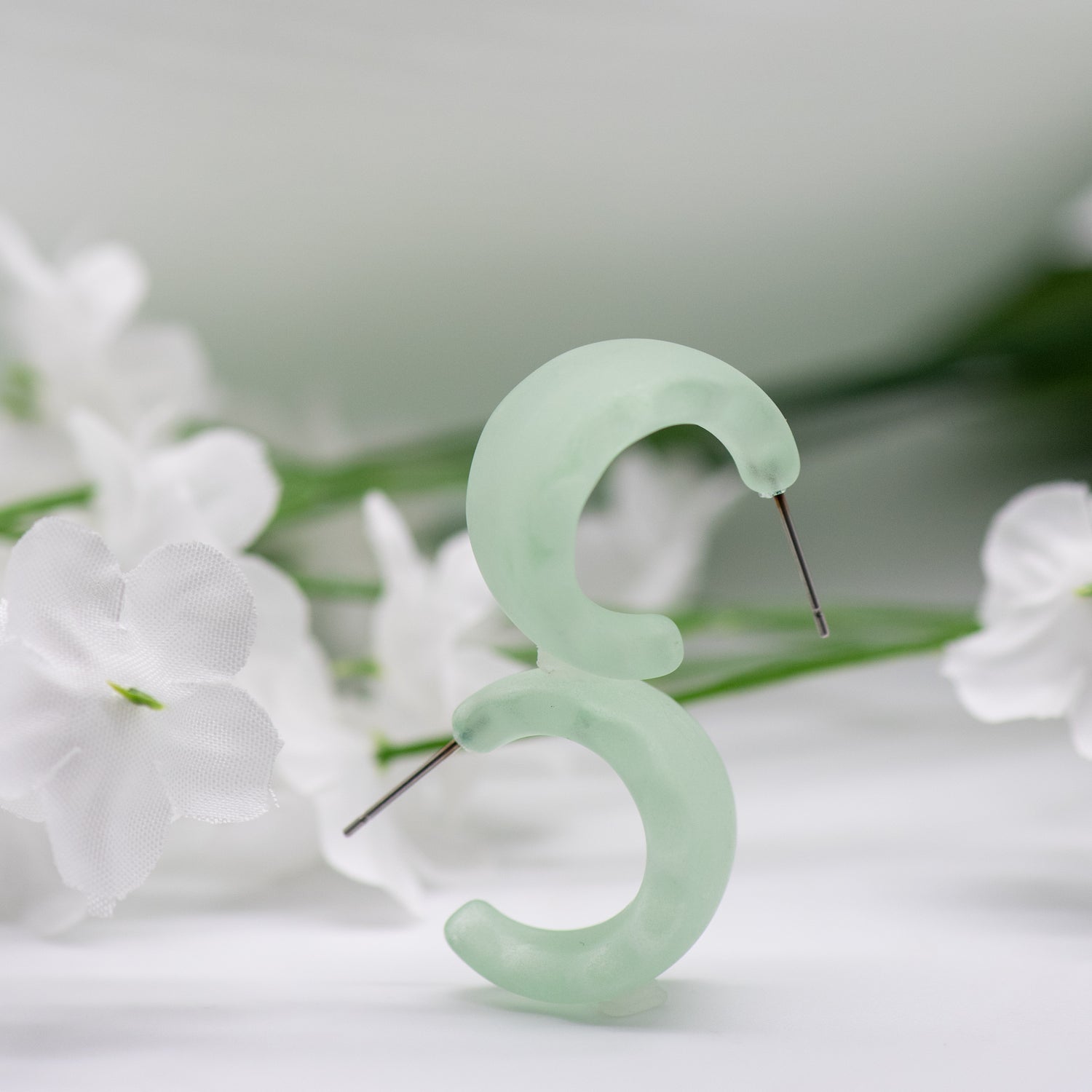 frosted green acrylic hoops
