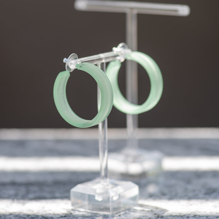 green frosted acrylic hoops