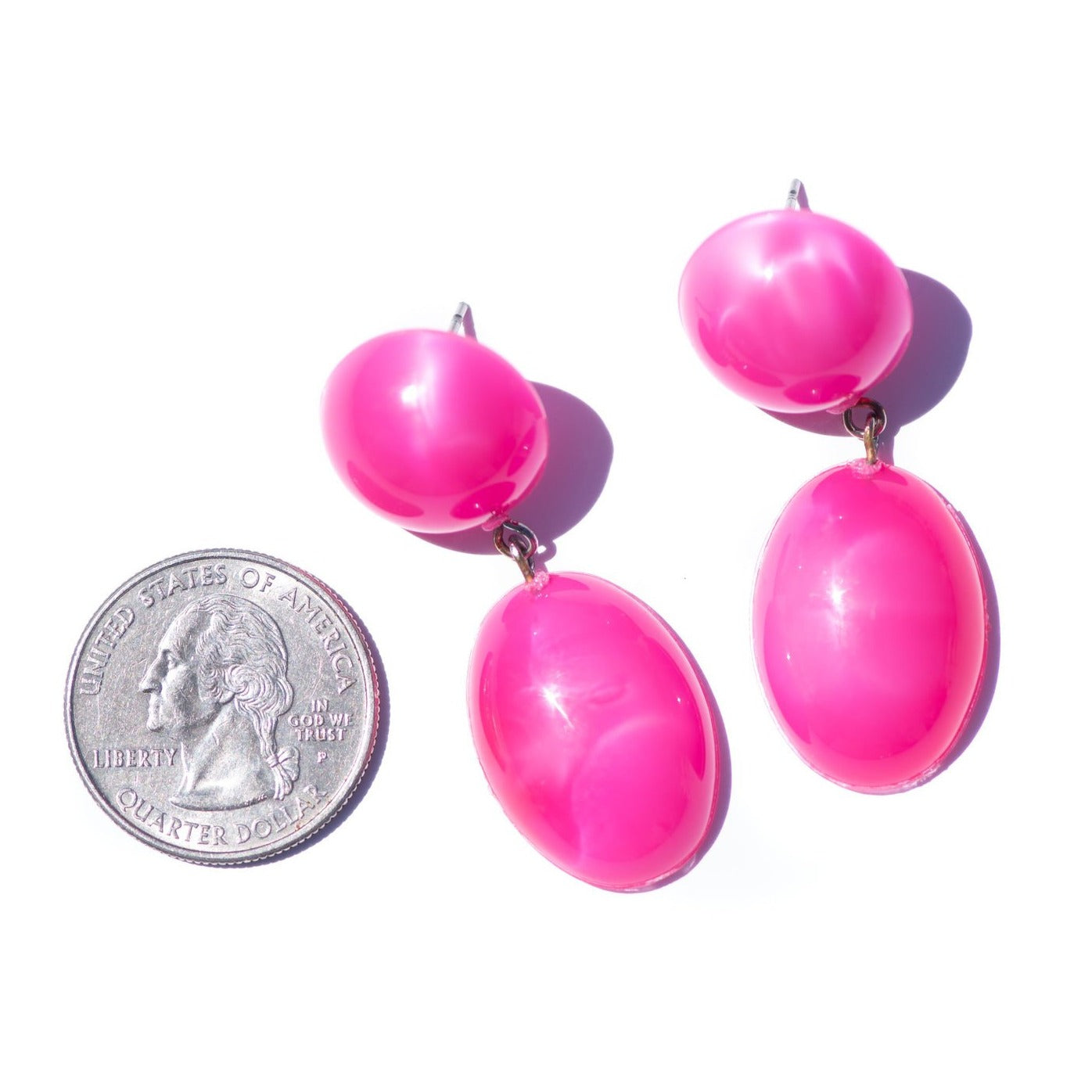 bright pink acrylic earrings