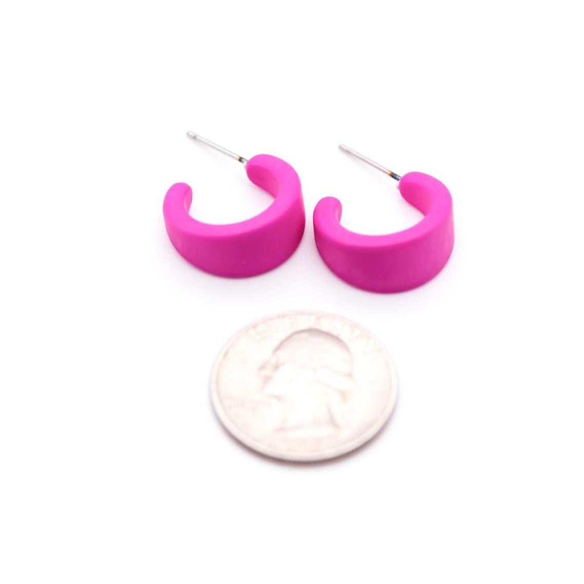 bright pink small hoop earrings