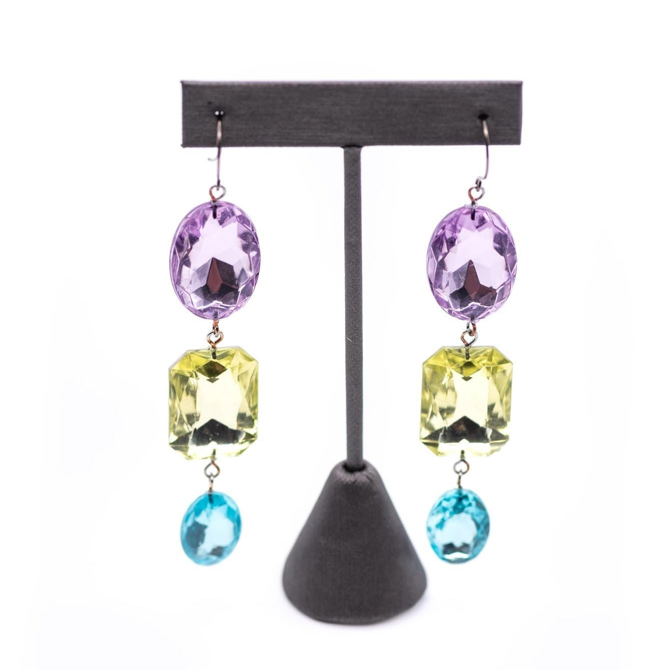purple statement earrings