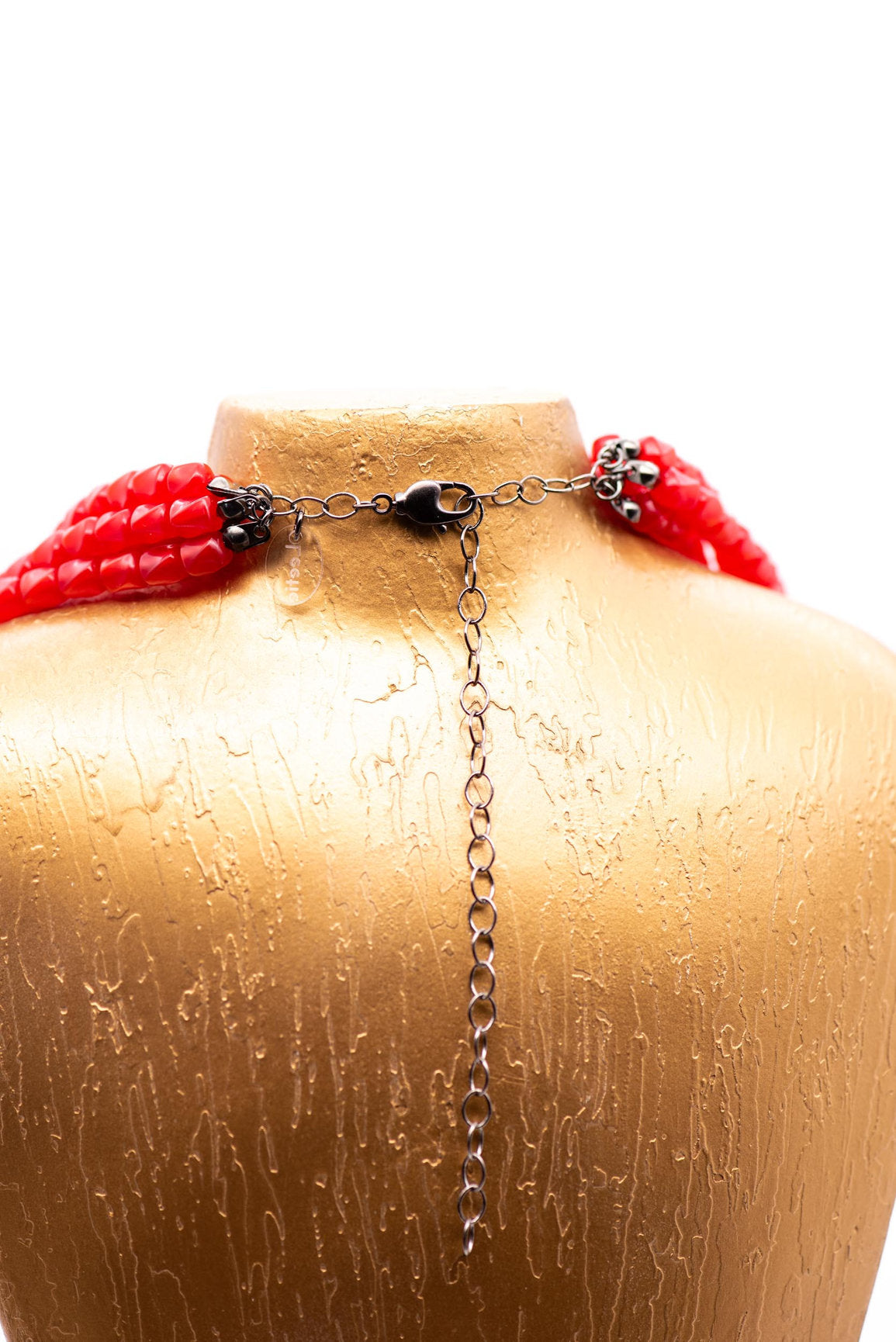 Cherry Red Moonglow Barrel Bead Sylvie Necklace