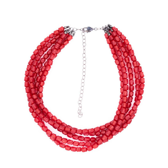 red moonglow beaded necklace
