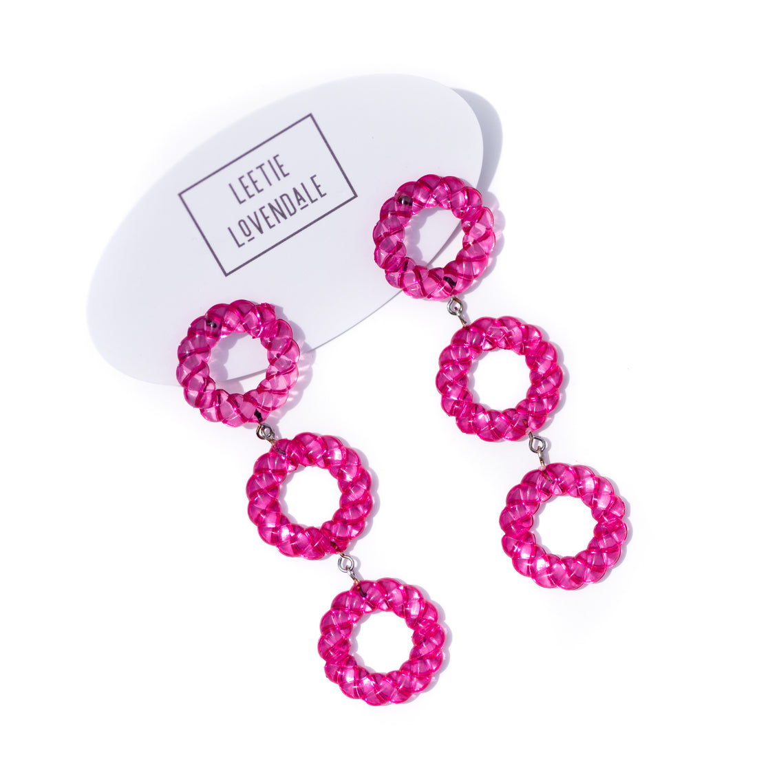hot pink statement lucite earrings