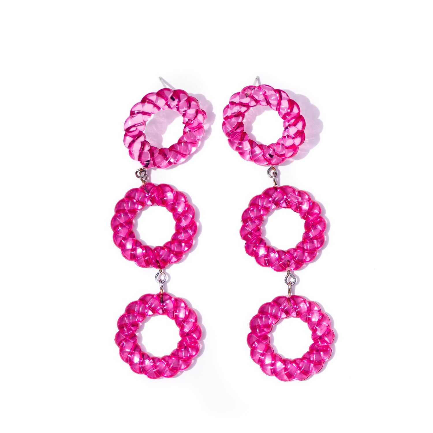 fuchsia twisted earrings