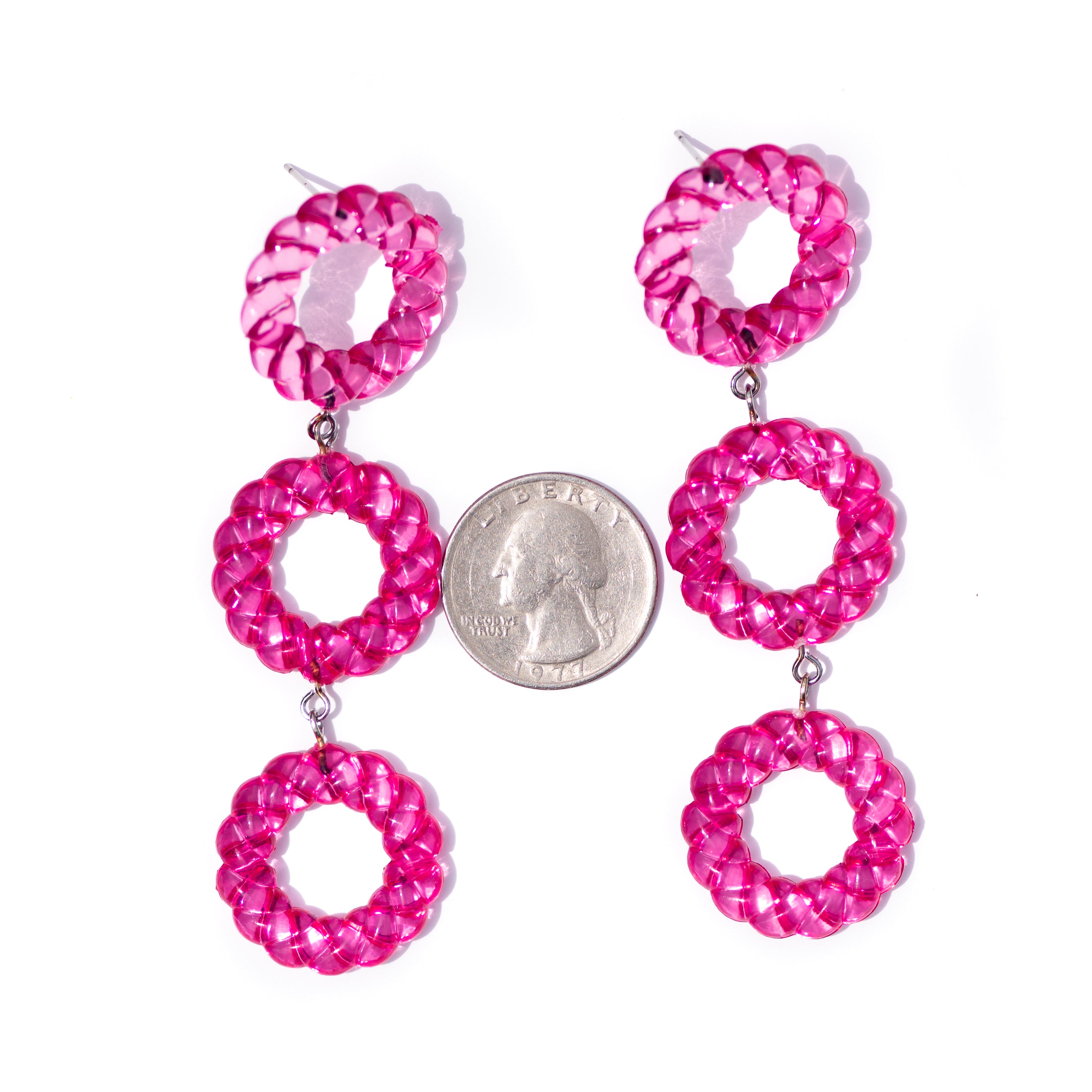 pink long earrings