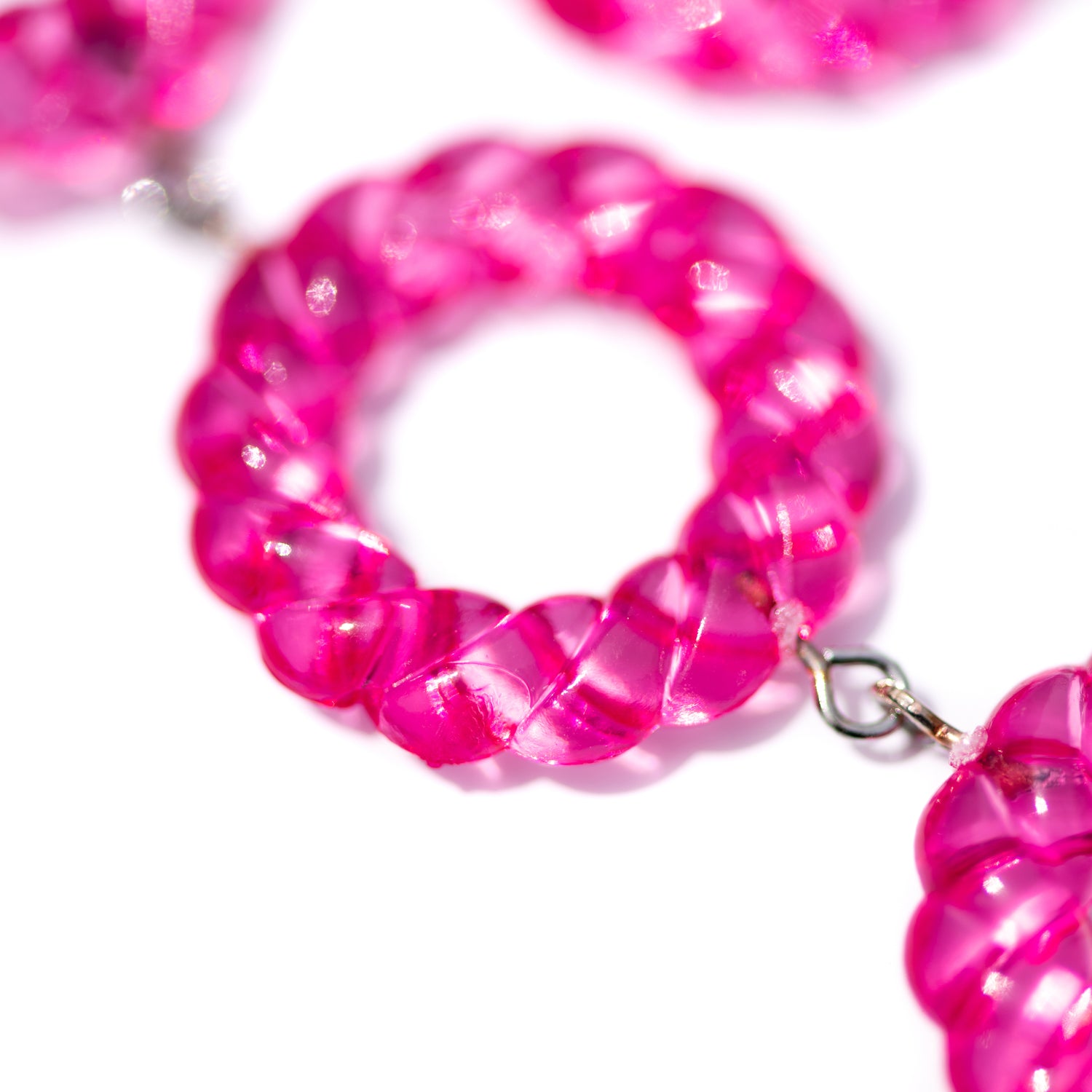 closeup hot pink earrings