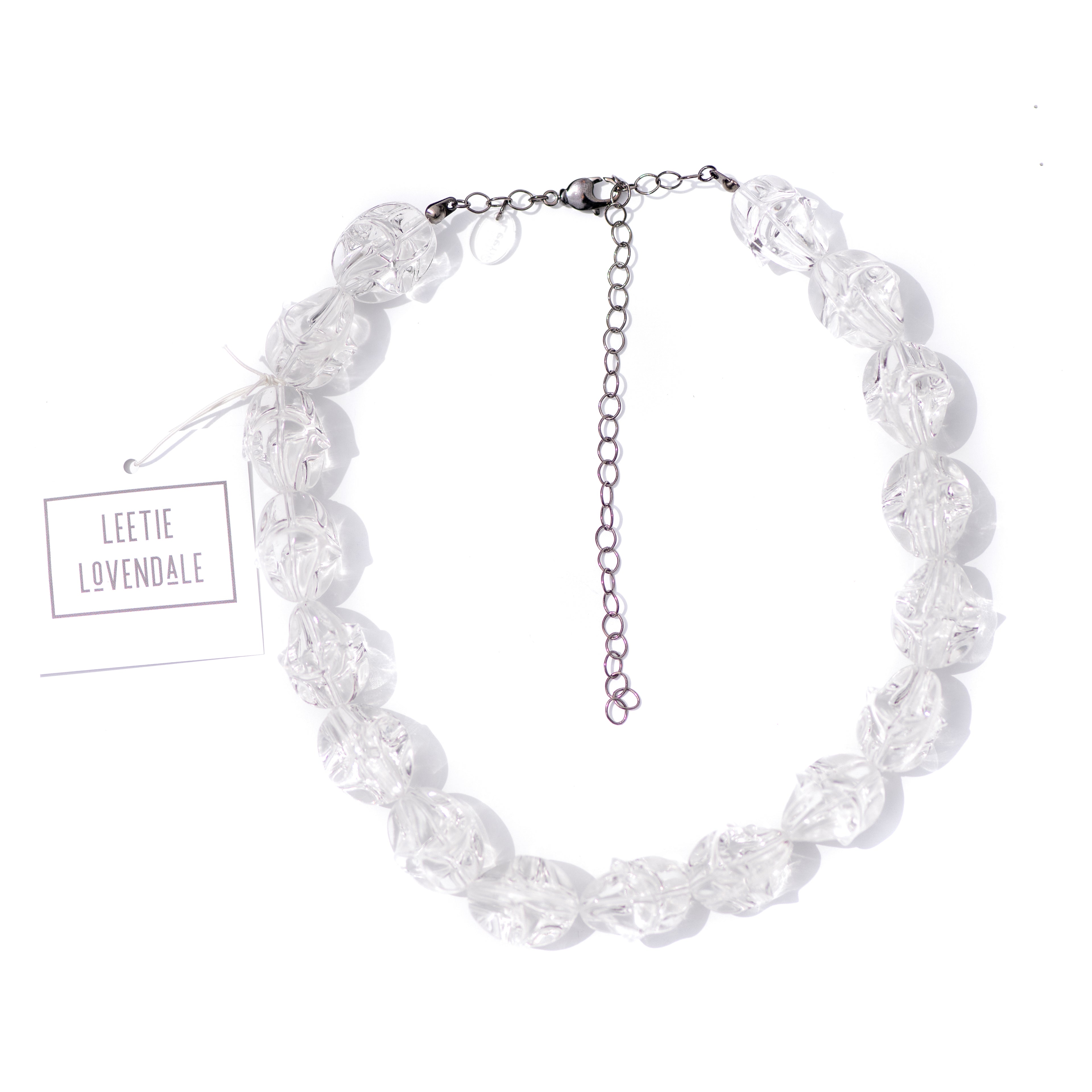 Clear Twisted Baroque Bead Marco Necklace *