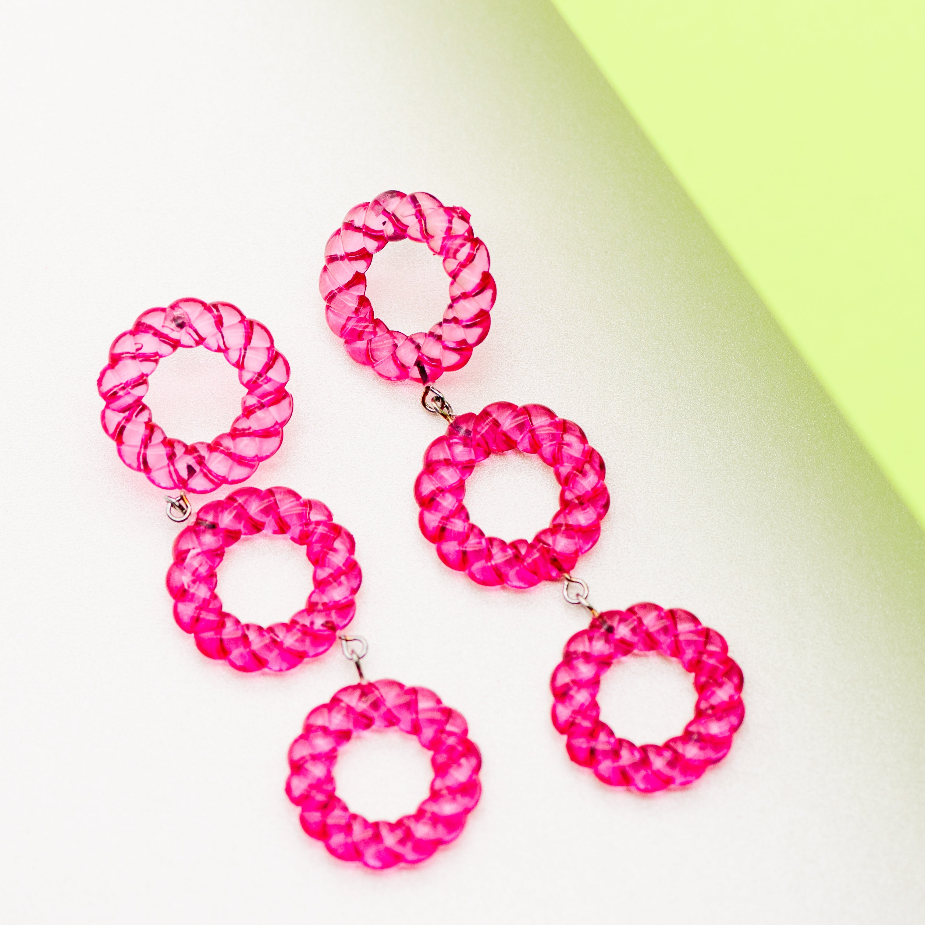 bright pink statement earrings