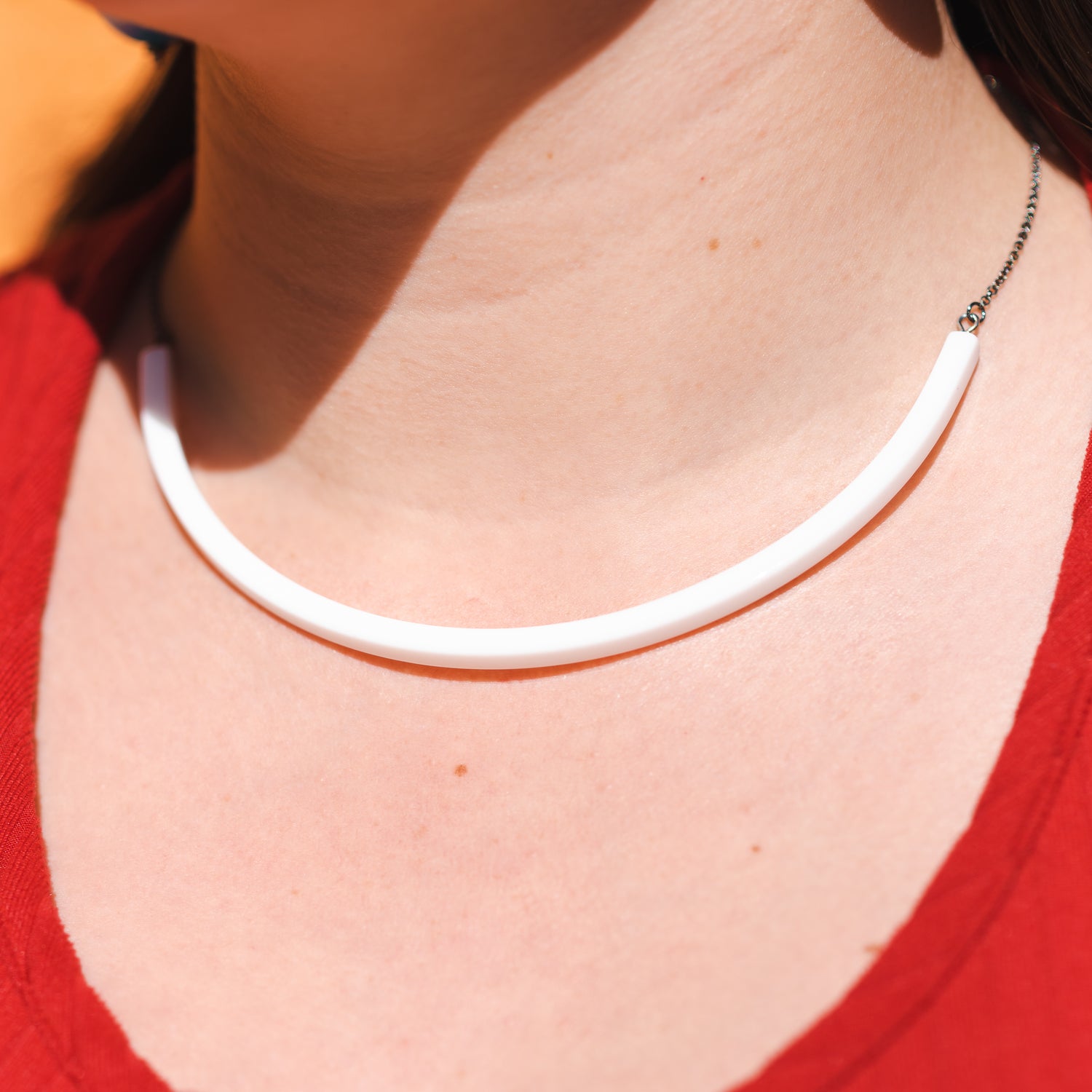 white bar necklace