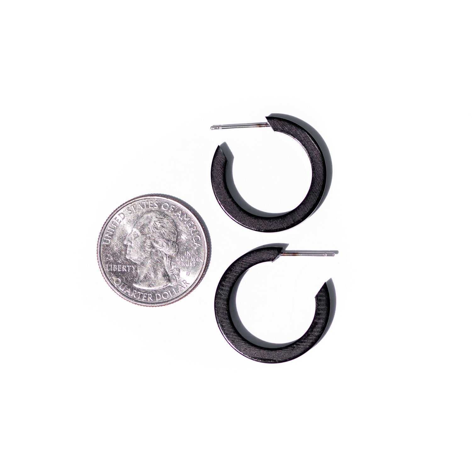 Black Lucite Mini Thread Hoop Earrings