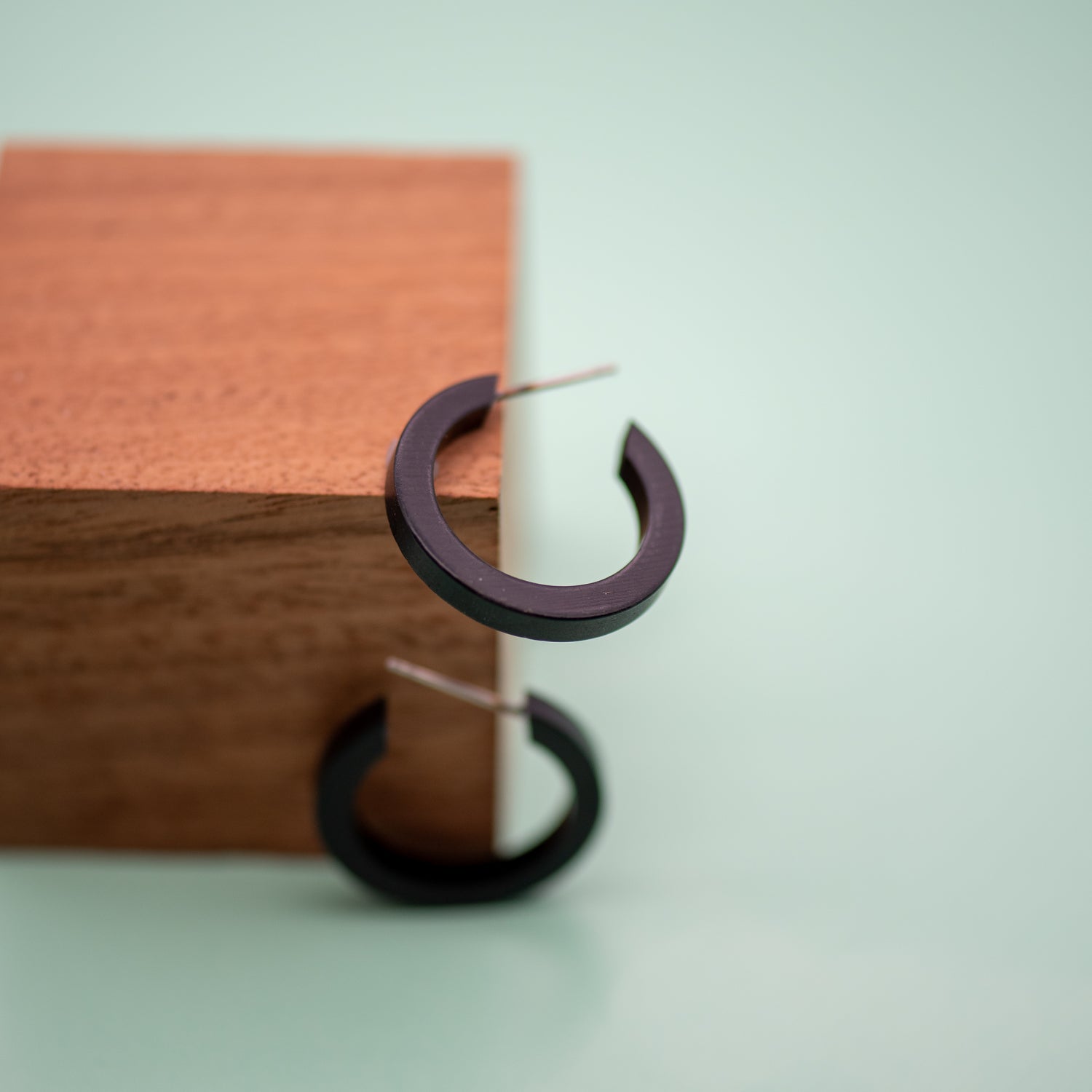 Black Lucite Mini Thread Hoop Earrings