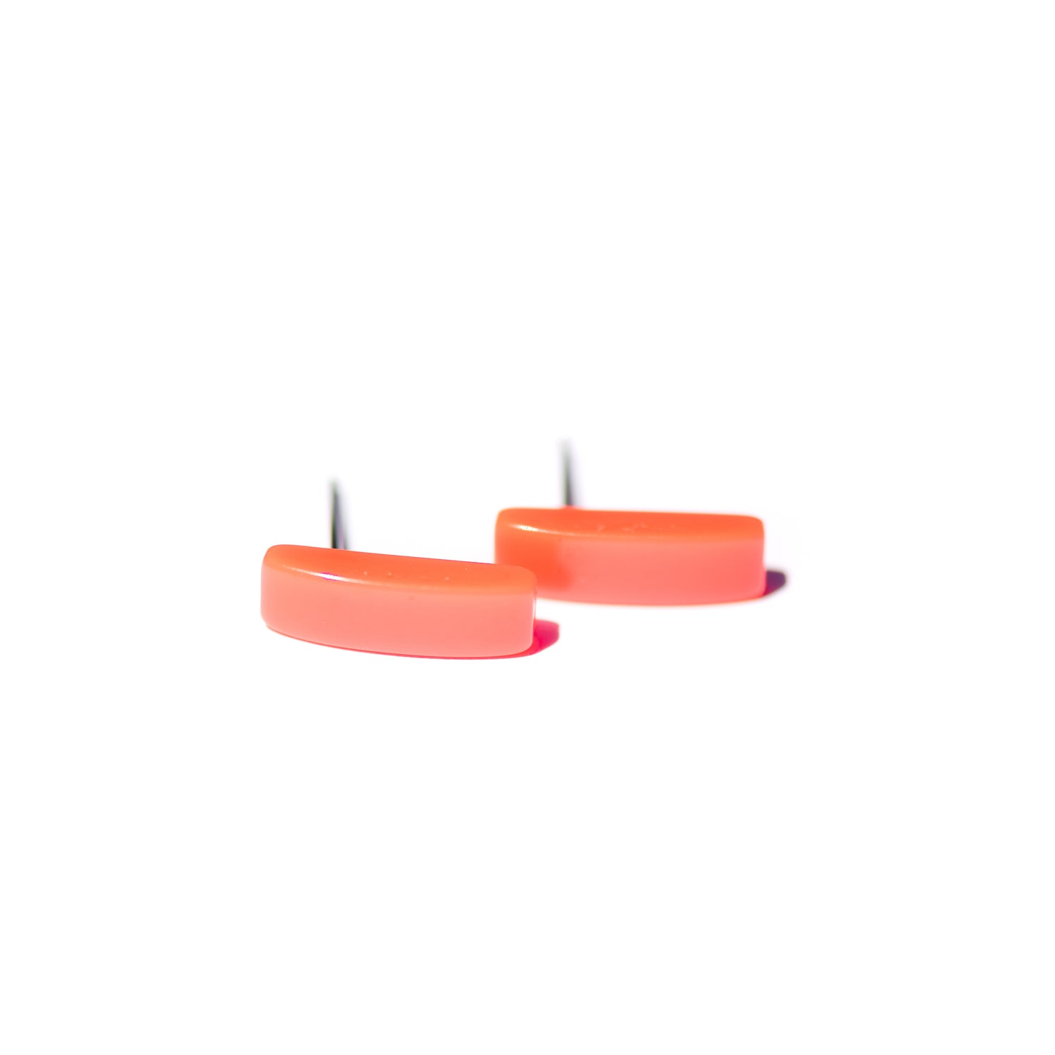 Neon Orange Moonglow Rectangle Stud Earrings