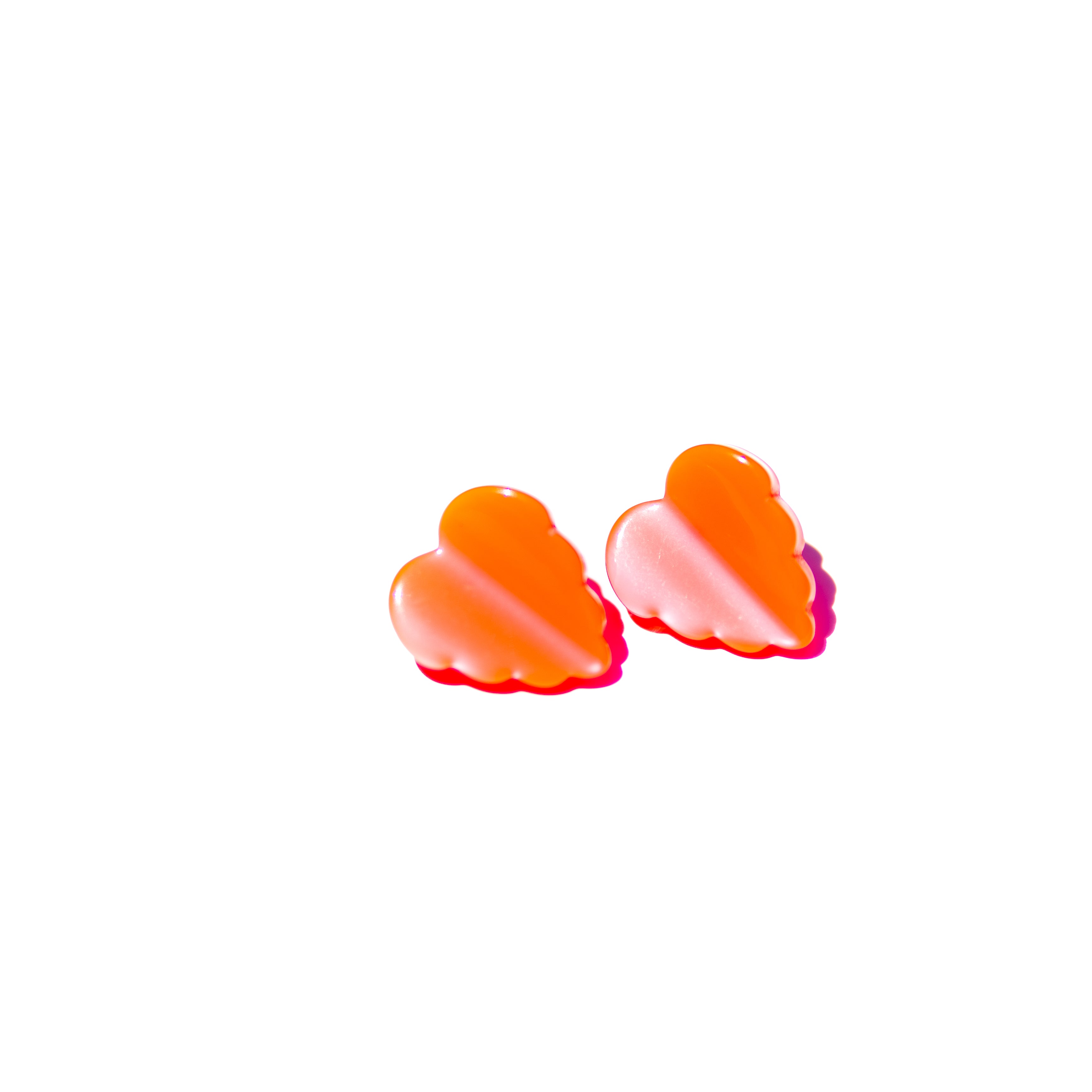 Bright Orange Moonglow Jagged Leaf Stud Earrings