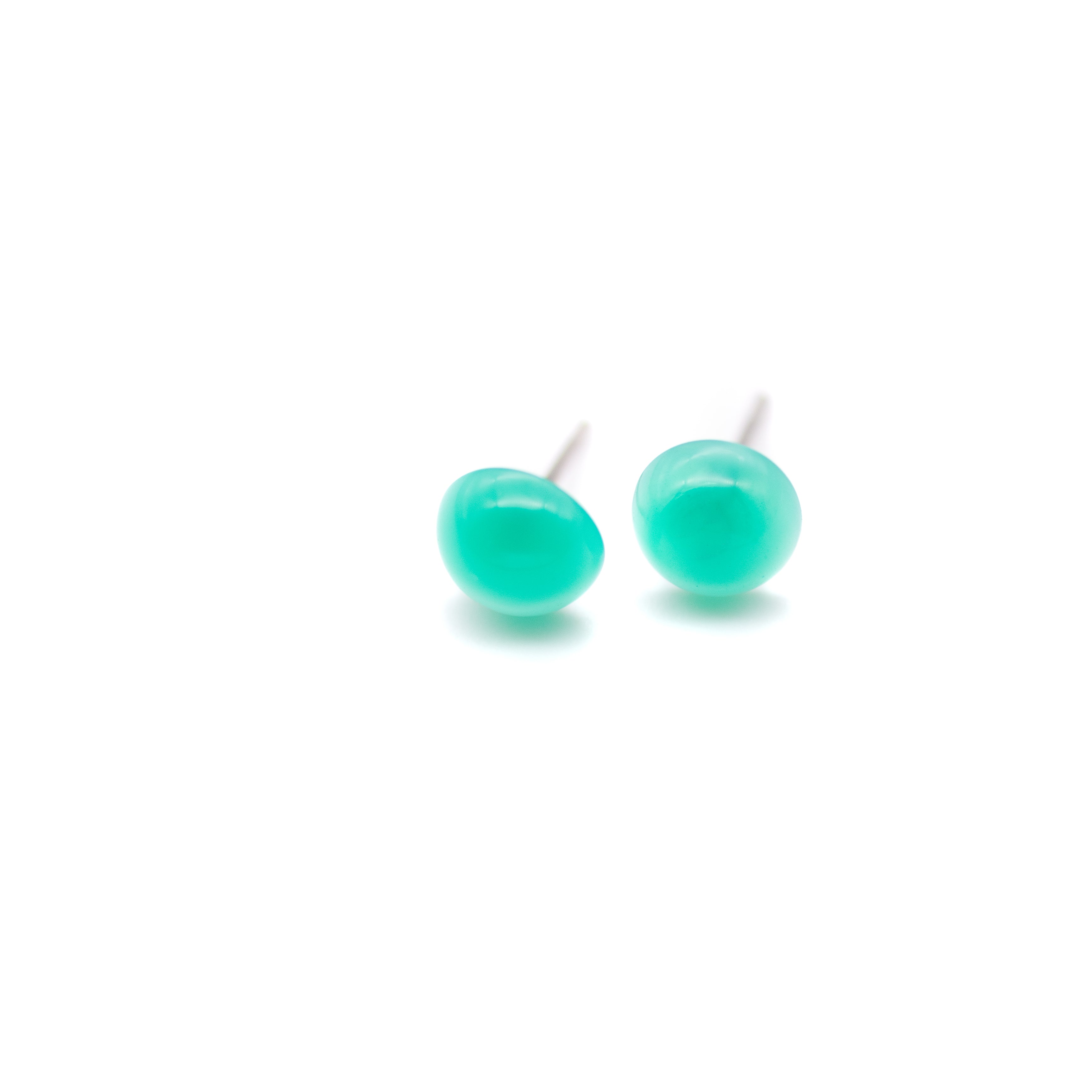 Green Moonglow Minimalist Retro Button Stud Earrings