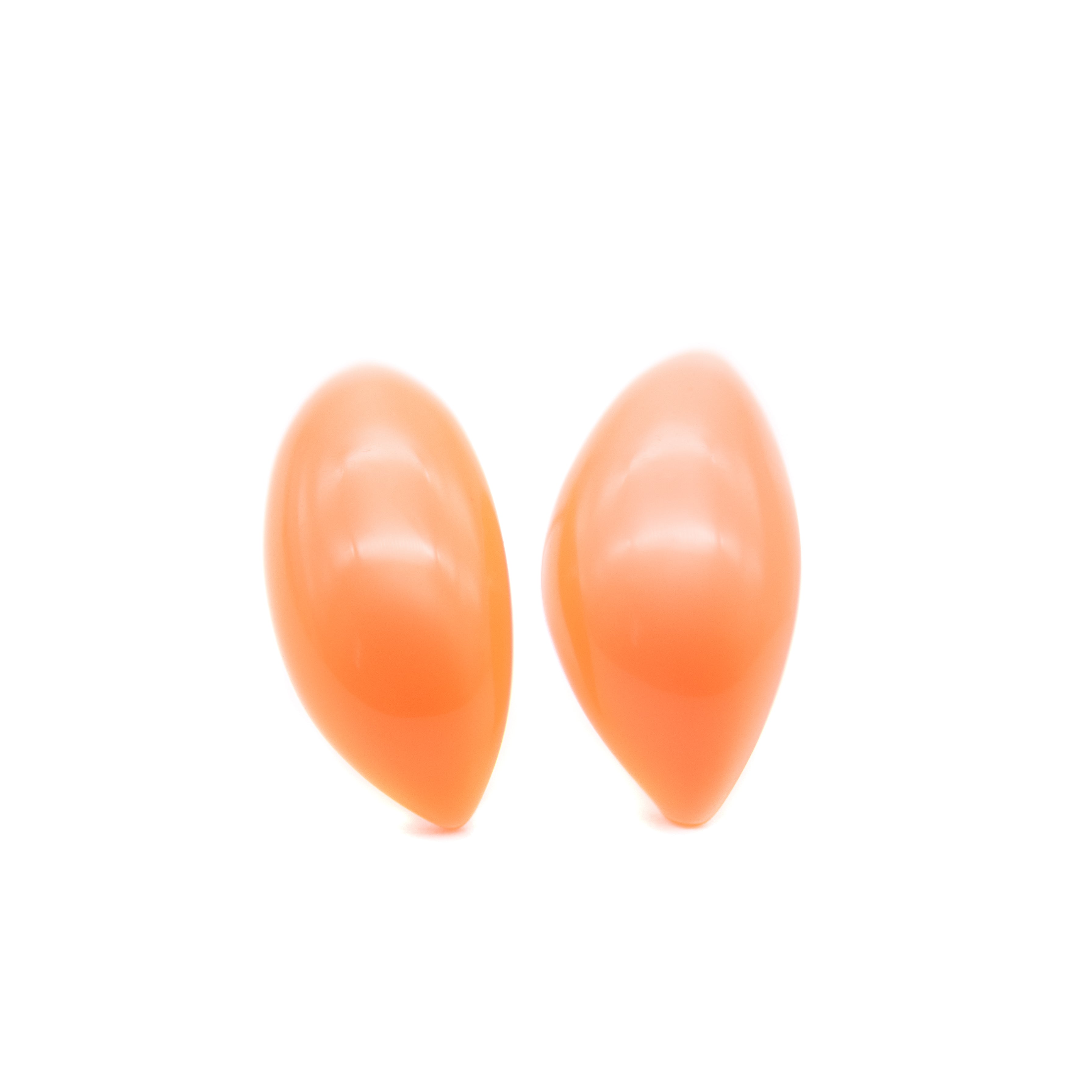 Bright Melon Moonglow C-Carved Stud Earrings