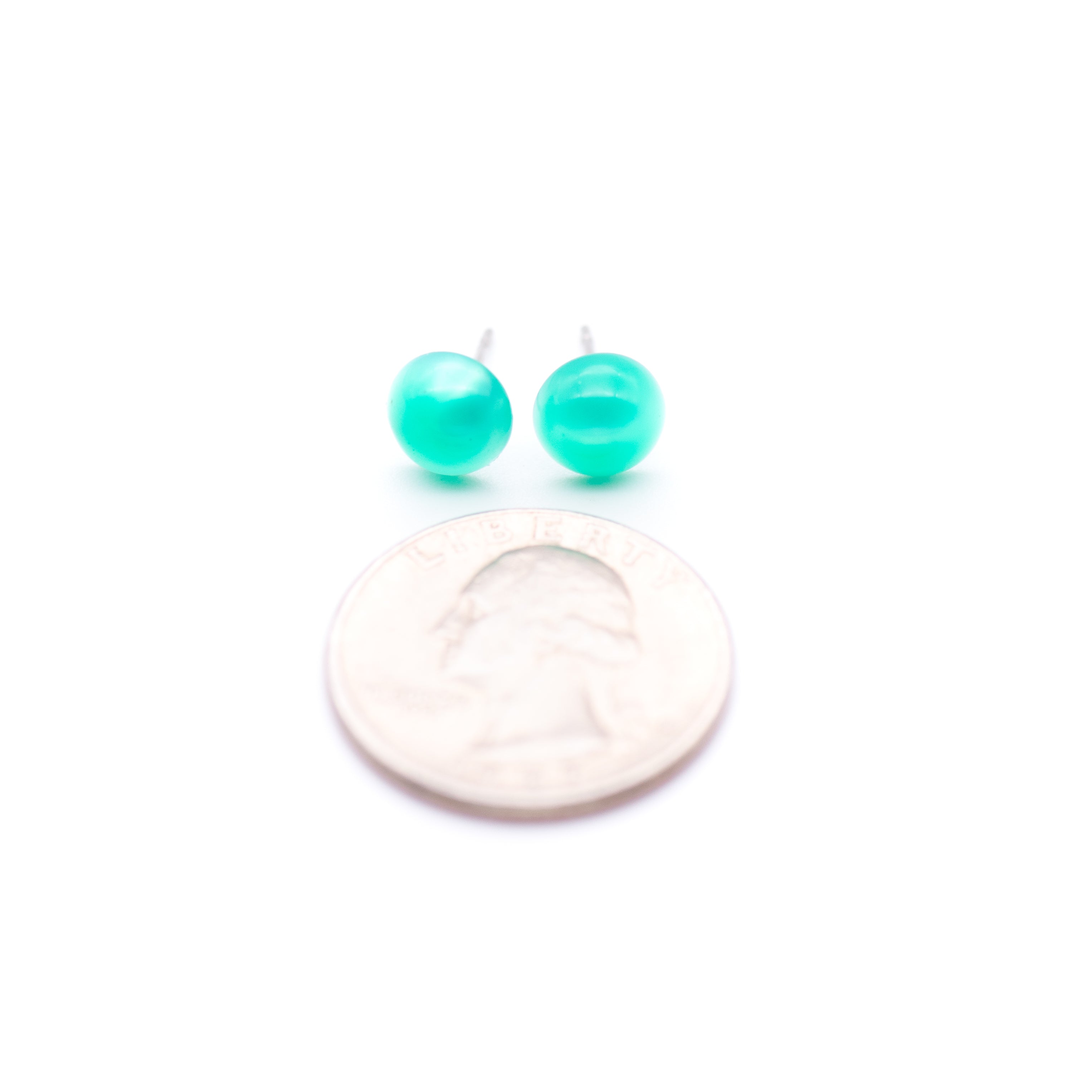 Green Moonglow Minimalist Retro Button Stud Earrings