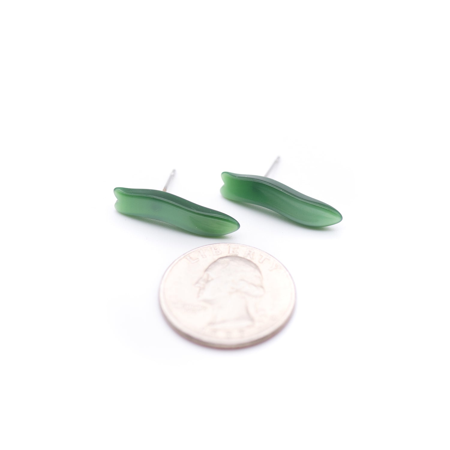 Forest Green Moonglow Squiggle Arrow Stud Earrings