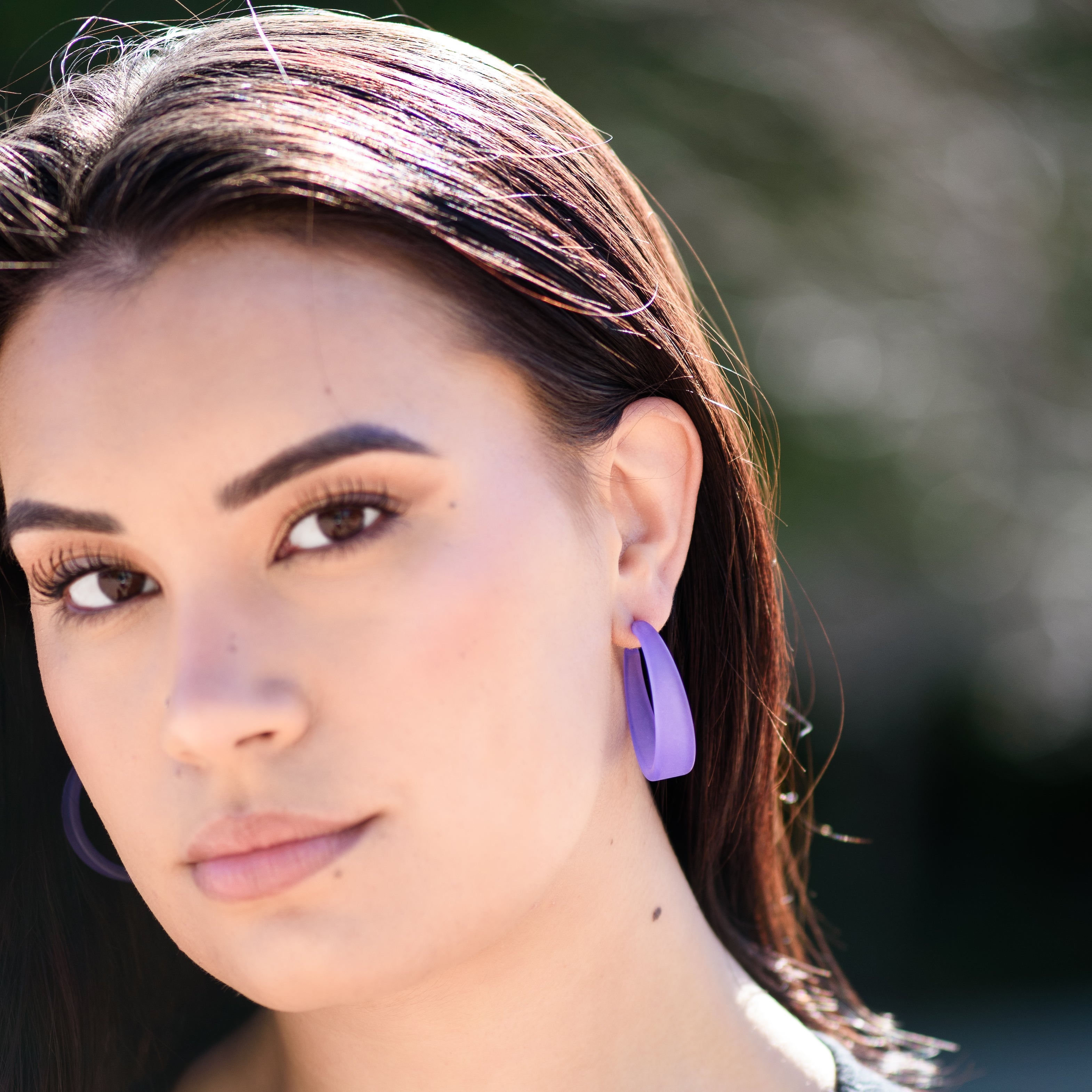 Lilac Frosted Keira Hoop Earrings