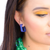 blue acrylic square hoops